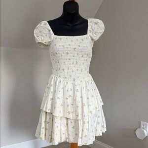 Floral White Tiered Dress